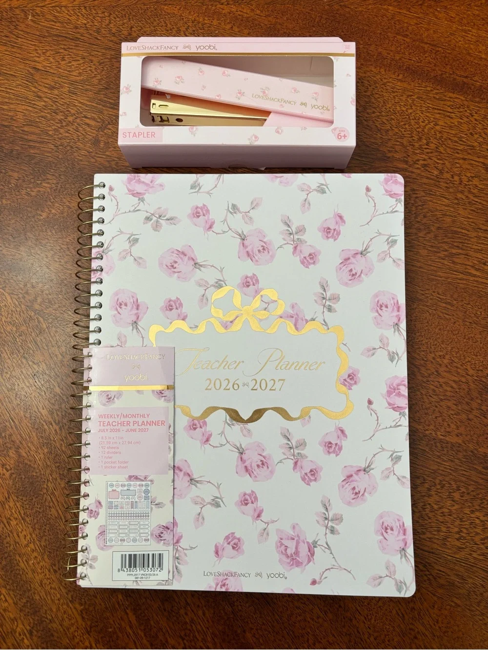 LoveShackFancy Pink Floral Teacher Planner 2026-2027